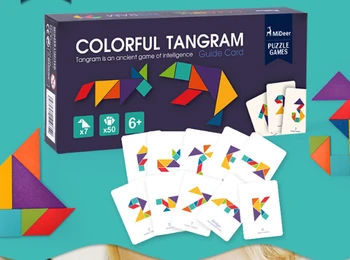 

Wooden Tangram 7 Piece Children Wooden Educational Jigsaw Puzzle Colorful Square IQ Game Brain Teaser Intelligent Toys