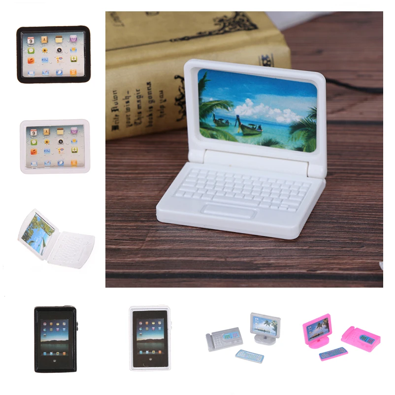

1:12 Scale Laptop Mini-Tablet Computer Toy Dollhouse Miniature Toy Doll Food Kitchen Living Room Decoration Accessories