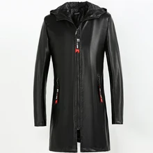Новая зимняя мужская Высококачественная брендовая кожаная куртка, мягкие удобные кожаные куртки, Мужская Толстая теплая длинная верхняя куртка размера плюс 4XL