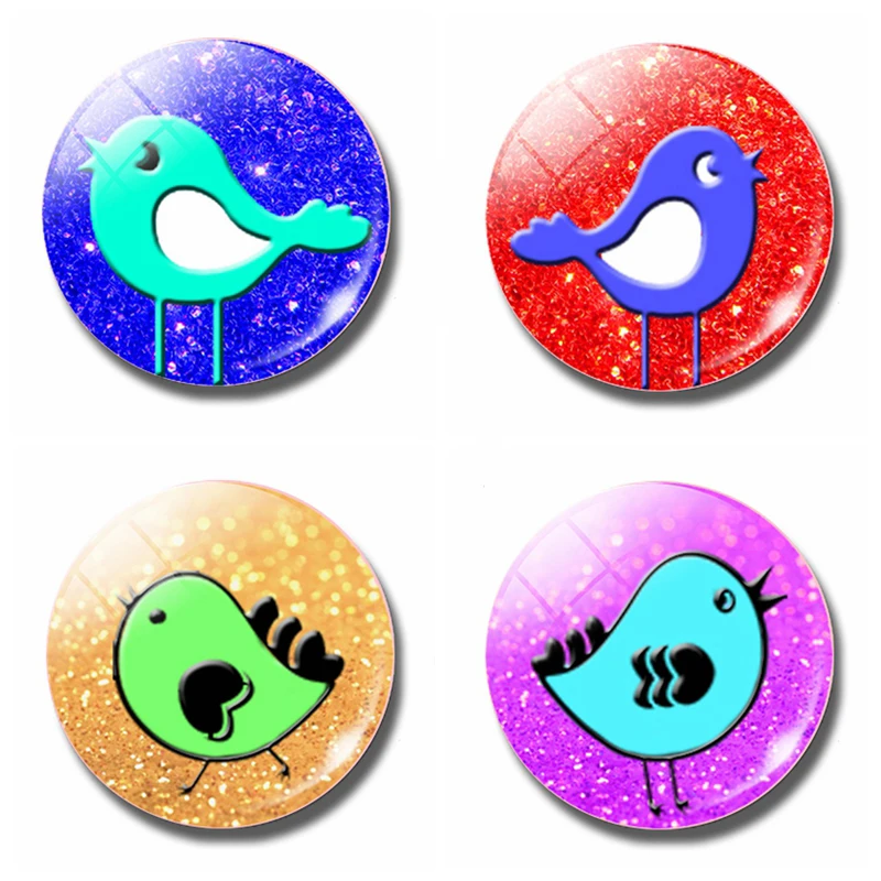 

Cartoon Bird Glass Cabochon Magnetic Refrigerator Stickers Note Holder Cute Animals 30 MM Fridge Magnet for Kids Home Decor