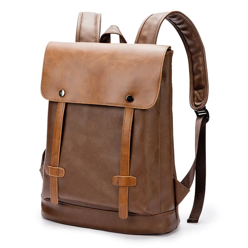 

New Men Leather Backpack High Quality Youth Travel Rucksack School Book Bag Male Laptop Business bagpack mochila Shoulder Bag