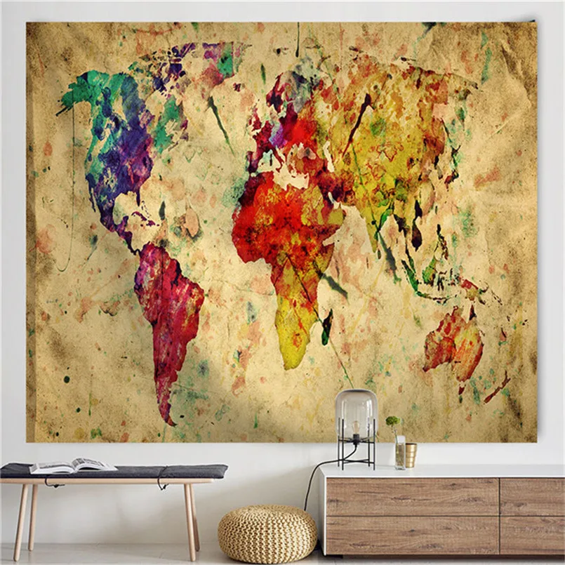 1PC Tapestry Wall Hanging Vintage World Map Wall