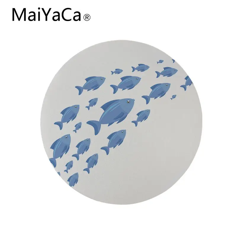 MaiYaCa Non Slip PC Ocean fish cartoon DIY Design Pattern Game mousepad Custom Design Gaming Computer Round Mouse pads