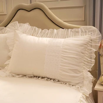 

48x74cm elegant pastoral style lace frill floral pillowcase bed single pillow cover decorative pillow case