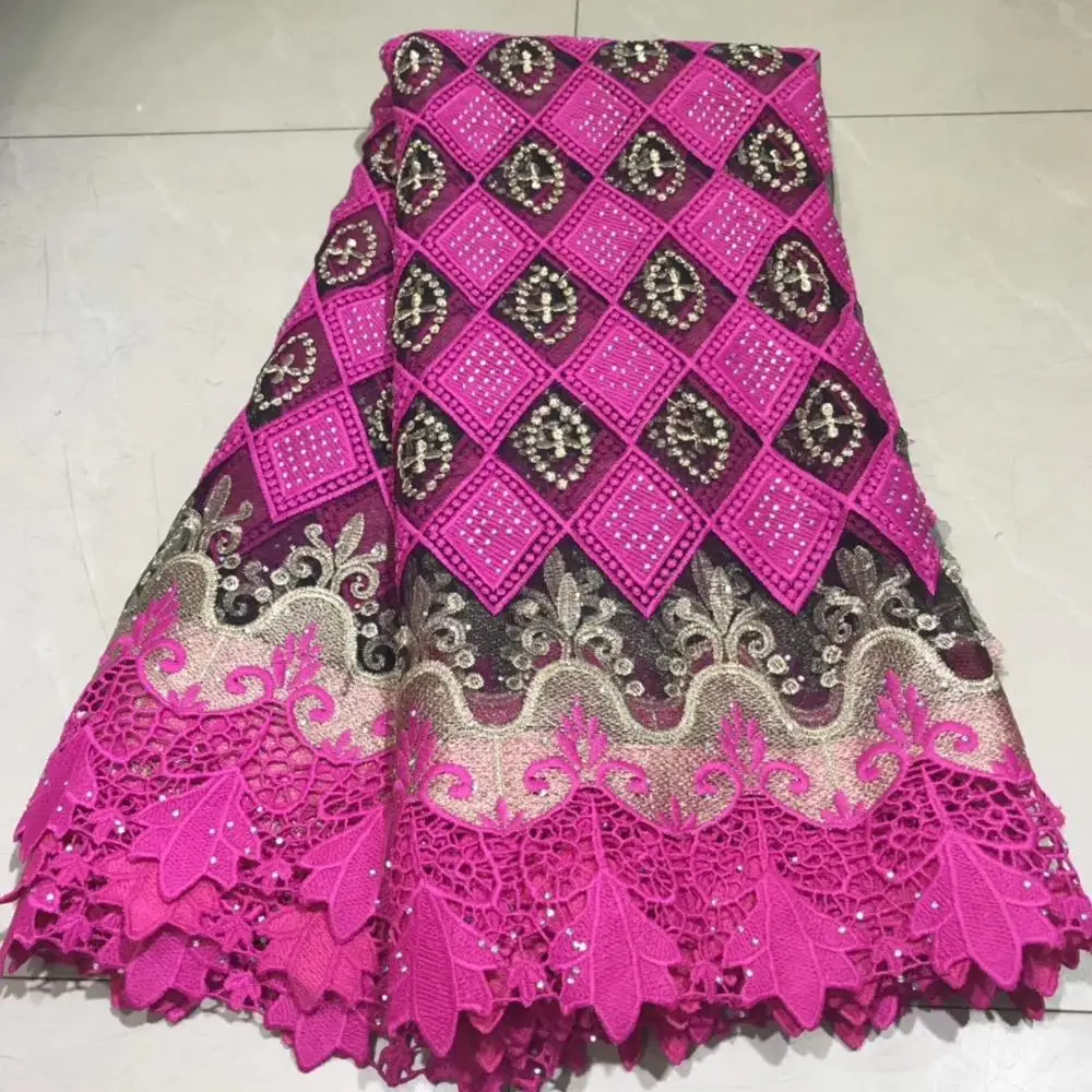 

stones French Net Lace Fabric 2019 Latest African Guipure Lace Fabric With Embroidery Mesh Tulle Cord Lace NLYJUL202