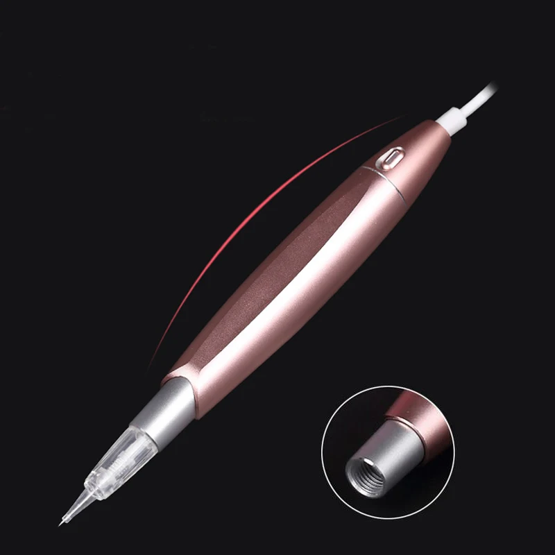 

1Pcs Pink Eyebrow Tattoo Machine Permanent Makeup Pen Professional Rotary Microblading Pen Needles Cartridges For Eye Art