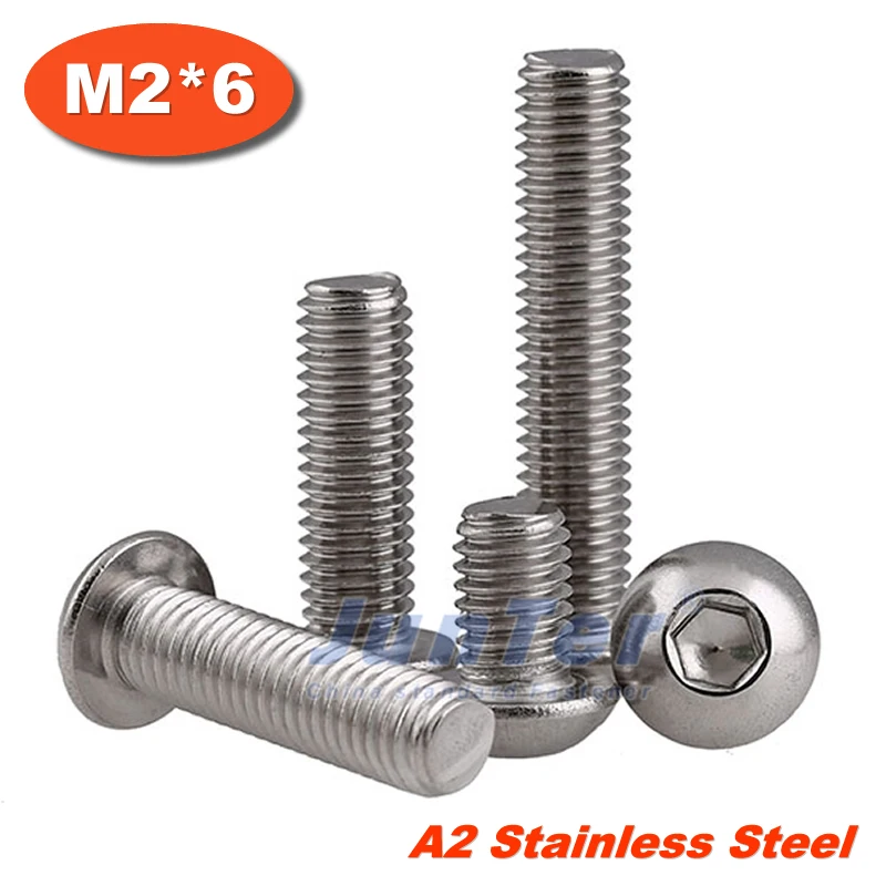 

1000pcs/lot ISO7380 M2*6 Stainless steel A2 Button Head Socket Screw