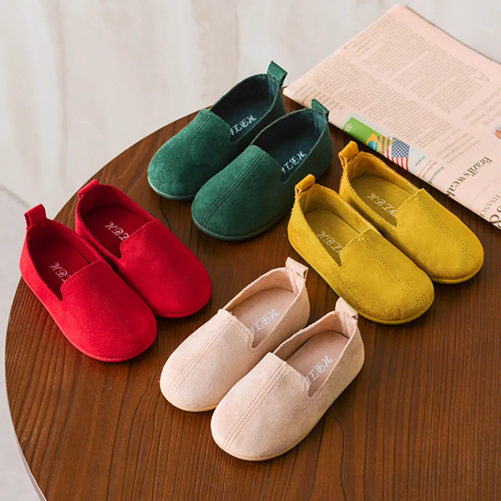 Повседневная детская обувь; однотонная повседневная обувь ярких цветов для девочек; обувь на плоской подошве без шнуровки; мягкие детские кроссовки