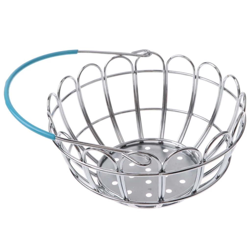 Kids Mini Metal Supermarket Shopping Basket For Kitchen Fruit Vegetable Food Grocery Storage Pretend Play Tools Toy Gifts Blue