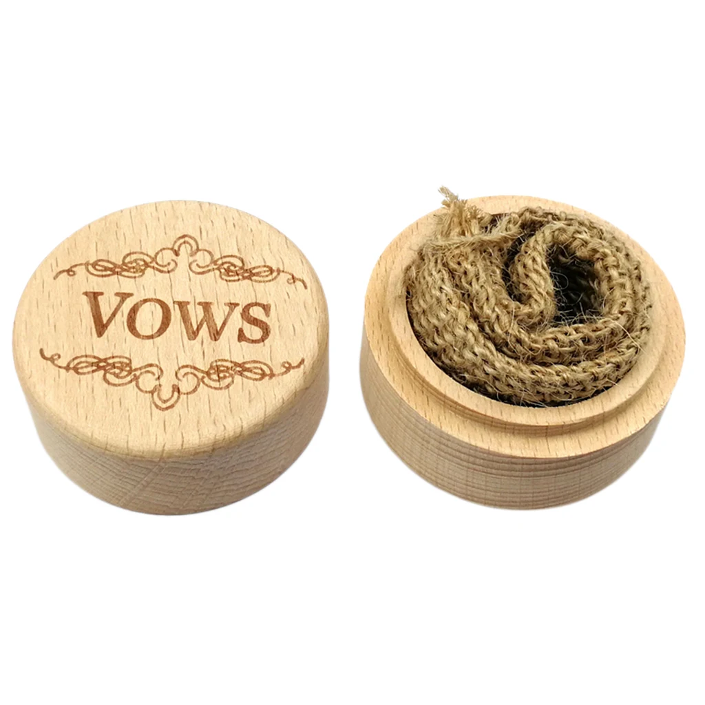 Wooden Ring Box Rustic Wedding Ring Holder Bearer with Delicate Pattern Letters for Ring Earrings Necklace Jewelry Gifts