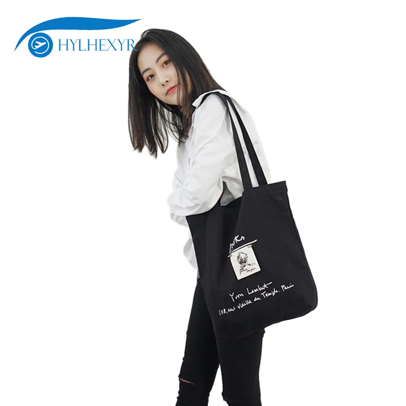 

Hylhexyr Letter Embroidery Women's Canvas Handbag Ladies Tote Travel Shoulder Bag Female Grocery Shopping Bags Casual Bookbag