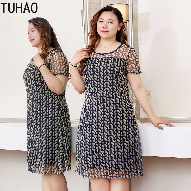 

TUHAO High Quality Mother Office Lady Casual Dresses Plus Size 10XL 8XL Women Dress SUMMER ELEGANT Party Dresses 6xl 4xl MS05