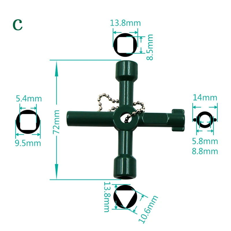 Многофункциональные гаечные ключи 4 способа Универсальный треугольный ключ водопроводчик ключи треугольник для электрический счетчик газа шкаф радиаторы - Цвет: C