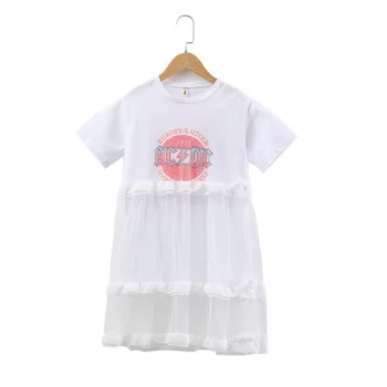 

New 2019 Girls Summer Dress Layered Children Dress Girls Lace Embroidered Mesh Dress Half Sleeve Baby Princess Dress Cute