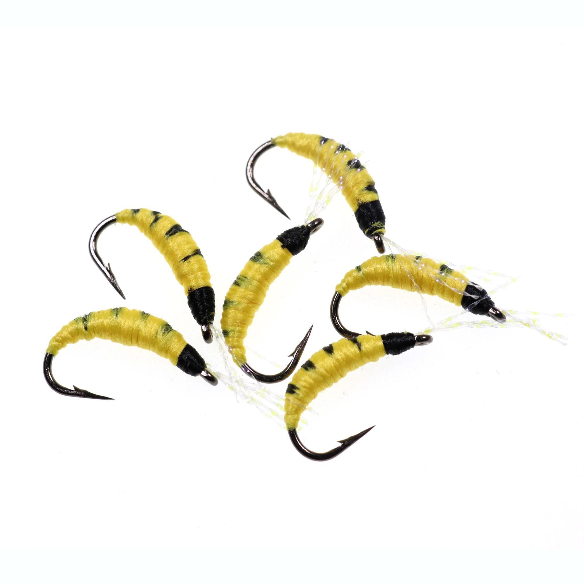 

8# 6pcs Pupae Nymph Yellow Hot Spot Fly Fishing Flies lure