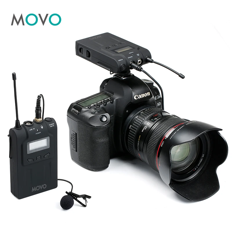 Movo WMIC70 Беспроводной 48 канал частоты UHF петличный микрофон Системы с Omni Lav Камера