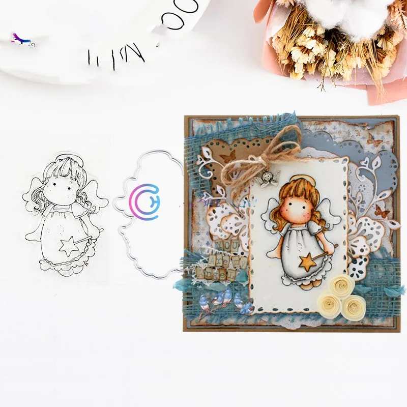 

girl Transparent Clear stamp and Metal cutting dies DIY Silicone Seals Scrapbooking / Card Making/Photo Album Decoration