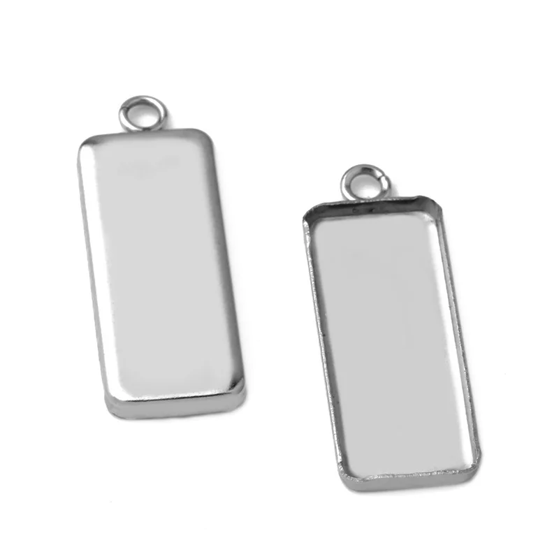 10x25mm Stainless Steel Rectangle Deep Wall Bezel Tray Pendant Cameo Cabochons Bases Settings Findings DIY Jewelry Accessories | Украшения