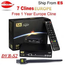 Freesat V8 супер DVB-S2-цифра спутниковый телевизионный ресивер с 1 год Европа Испания Клайн 4 Клин Full HD 1080 P Португалия Германия, Италия польский ТВ