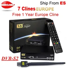 Freesat V8 Super DVB-S2 Satellite Receiver with 1 Year Europe Spain cline 4clines Full HD 1080P Portugal Germany Italy Polish TV