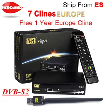

Freesat V8 Super DVB-S2 Satellite Receiver with 1 Year Europe Spain cline 4clines Full HD 1080P Portugal Germany Italy Polish TV
