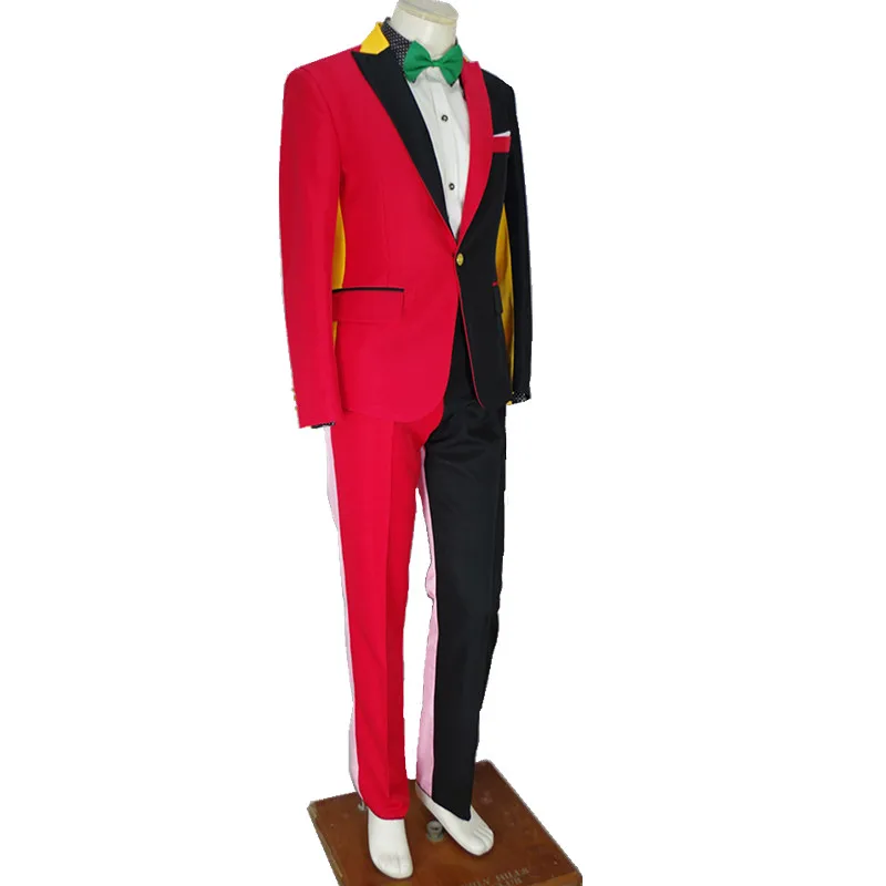 Нерегулярные красные, черные шить для мужчин's костюмы модные мужские певец и ведущий сценический наряд для ночного клуба маг клоун