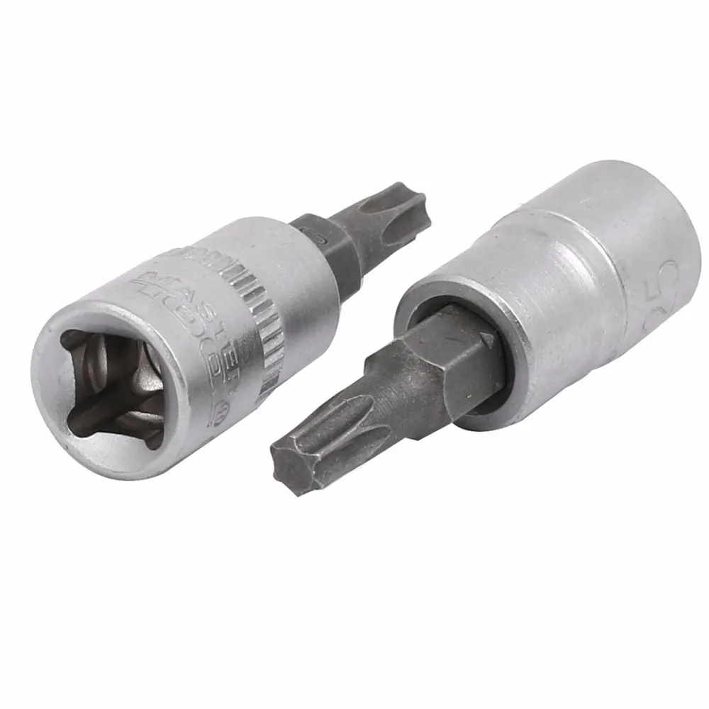 

Uxcell Hot Sale 2 Pcs 1/4-inch Square Hole TX25 Torx Head CR-V Steel Screwdriver Bit Impact Socket