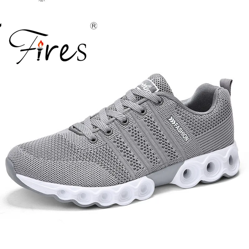 Лидер продаж кроссовки для мужчин сетки воздуха спортивная мужская обувь Открытый Training Спортивная обувь дышащая на шнуровке - Цвет: Серый