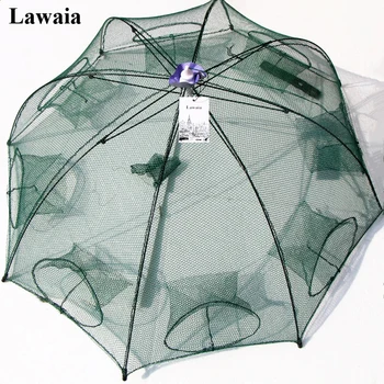 

Lawaia 8 Hols fishing Net hand-made Nylon Foldable Casting Crayfish Cages For Catcher Trap Network 90CM Portable Throwing
