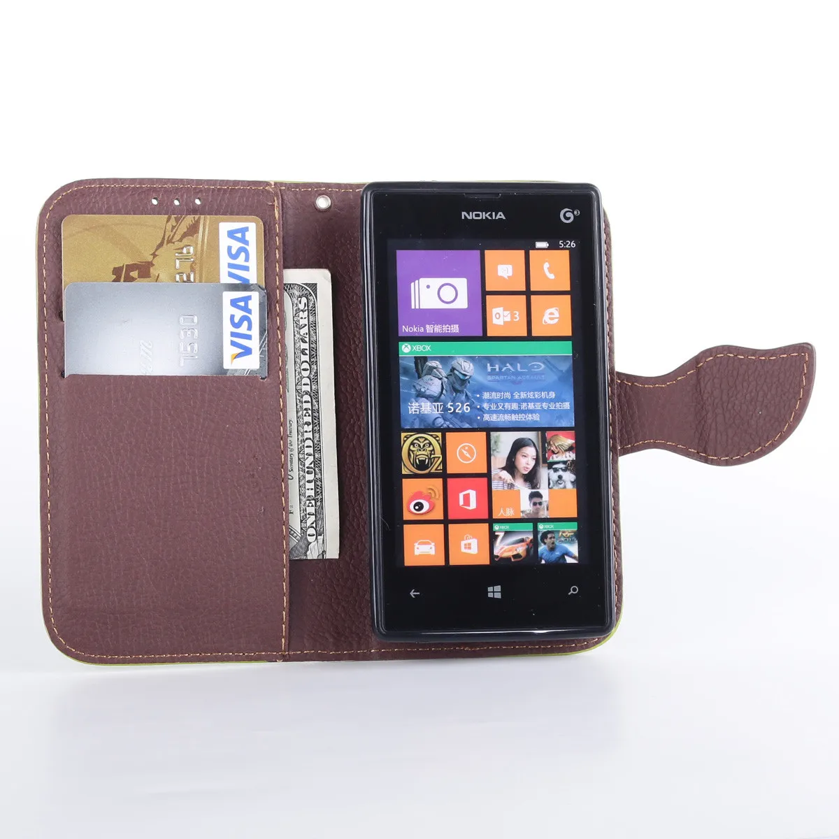 Wolflule чехол с листьями для Nokia Lumia 520 роскошный женский флип из искусственной кожи и