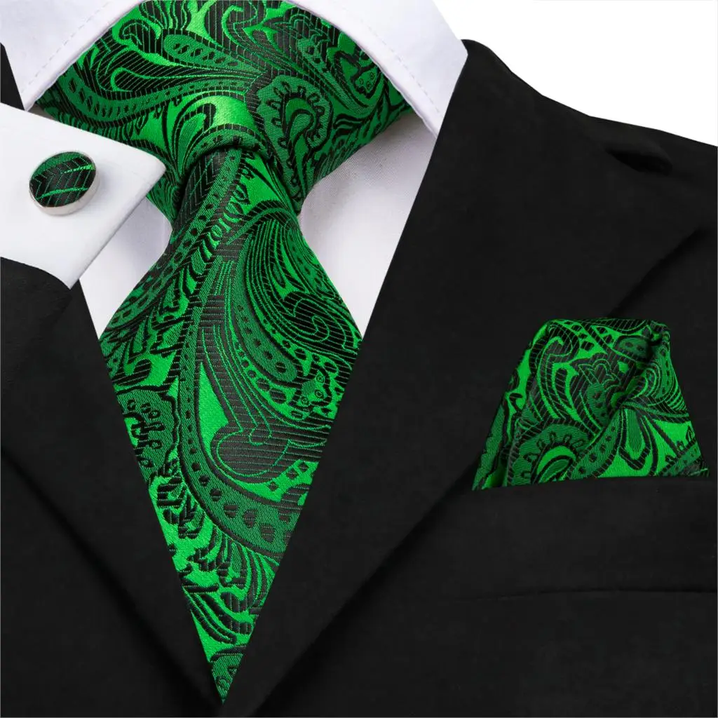 

SN-3238 Floral Paisley Tie Set Silk Jacquard Mens Necktie Gravata Hanky Cufflinks Set Pocket Turquoise Mens Tie for Wedding