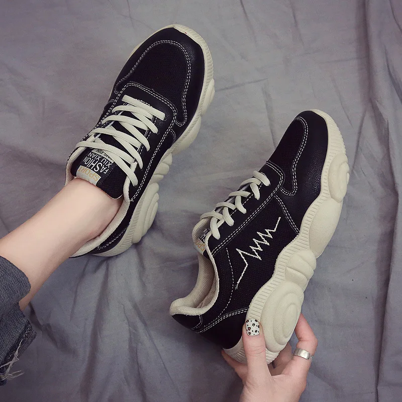 

New hot sale comfortable wild spring solid color casual shoes thick bottom low to help round head with small white shoes women