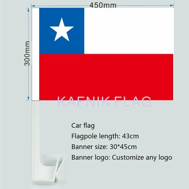 

KAFNIK,30x45CM Chile window Car flag polyester Car decoration with flagpole Free Shipping