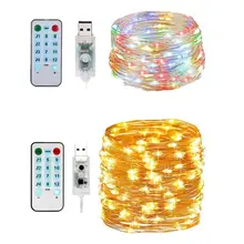 10 м 100 светодиодный USB свет шнура Голосовое управление СВЕТОДИОДНЫЙ прозрачный медный провод для вечерние Рождественские Свадебные украшения
