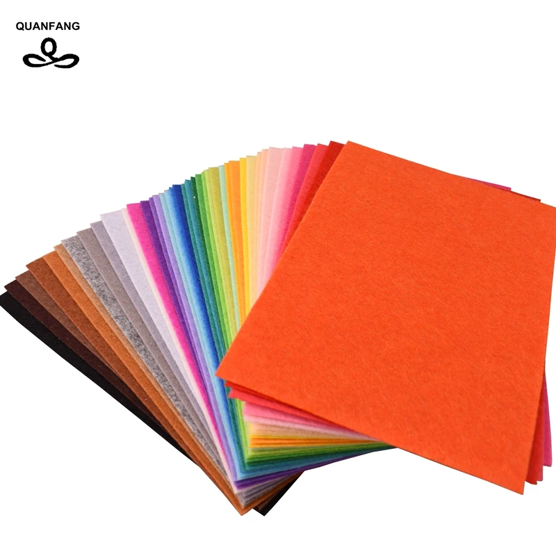 

QUANFANG 40pcs/lot Nonwoven Felt Fabric 1mm Thickness Polyester Cloth of Home Decoration Bundle for Sewing Dolls Crafts material