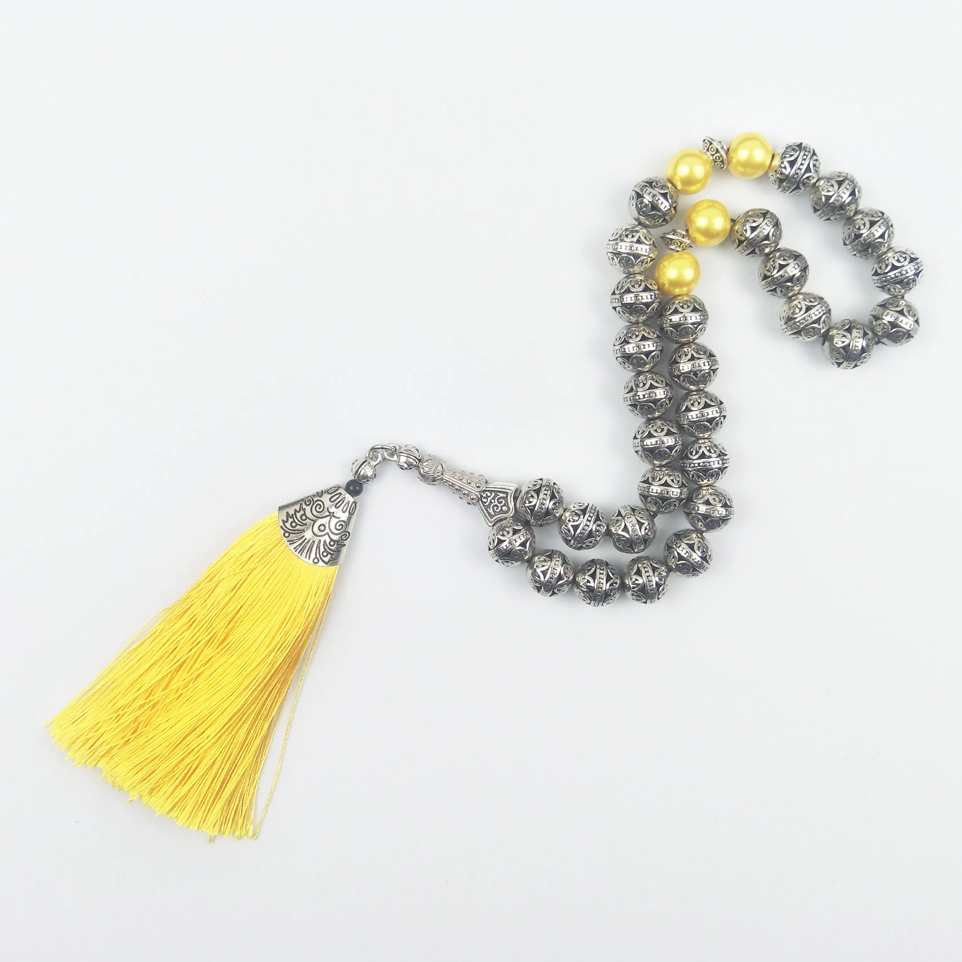 Tesbih Store 10 мм посеребренные молитвенные бусины с Красной кисточкой Tasbih Tasbeeh Subha Misbaha
