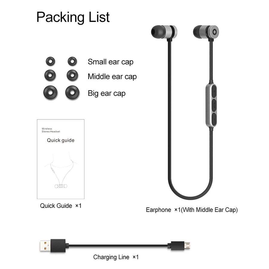 Strong Magnetic Earphone Bluetooth Headphones In ear With Mic Earpiece Stereo Wireless Earbuds Headset Sport Bloototh Head phone