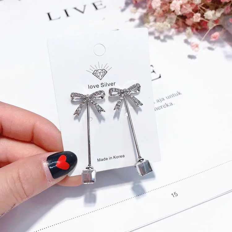 bowknot cubic zircon simple earring 925 silver post Hypoallergenic fadeless alloy fashion jewelry stud earrings for women gift