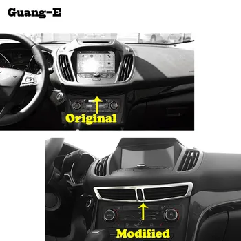 

Car Garnish Detector ABS Chrome Center Console Navigation Box GPS Outlet Vent Trim 1pcs For Ford Kuga Escape 2013 2014 2015 2016