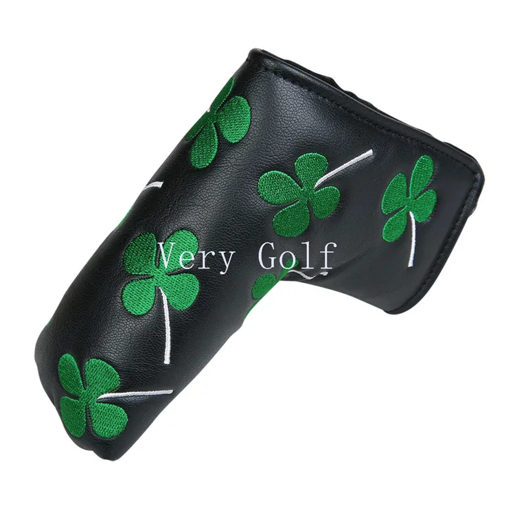 Golf Four 4 Leaf Clover Lucky Blade Putter Cover черный зеленый цвет крышка головки для клюшки для гольфа Клевер чехлы - Цвет: black