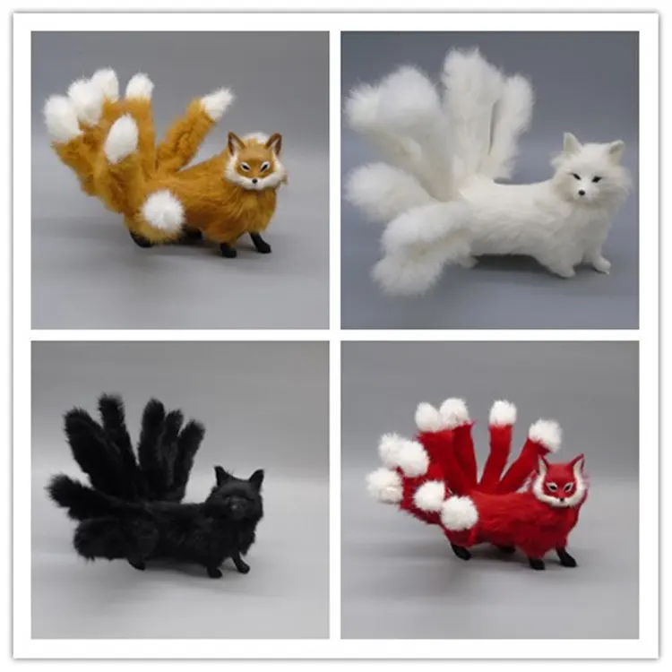 

15 cm high four-color sen is a photography props COS nine-tailed fox made hot simulation furnishing articles fox demon fox white
