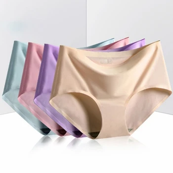 

Solid Seamless Underwear Women Panties Fashion Lady One Piece Sexy Soft Underwear Briefs For Feminina