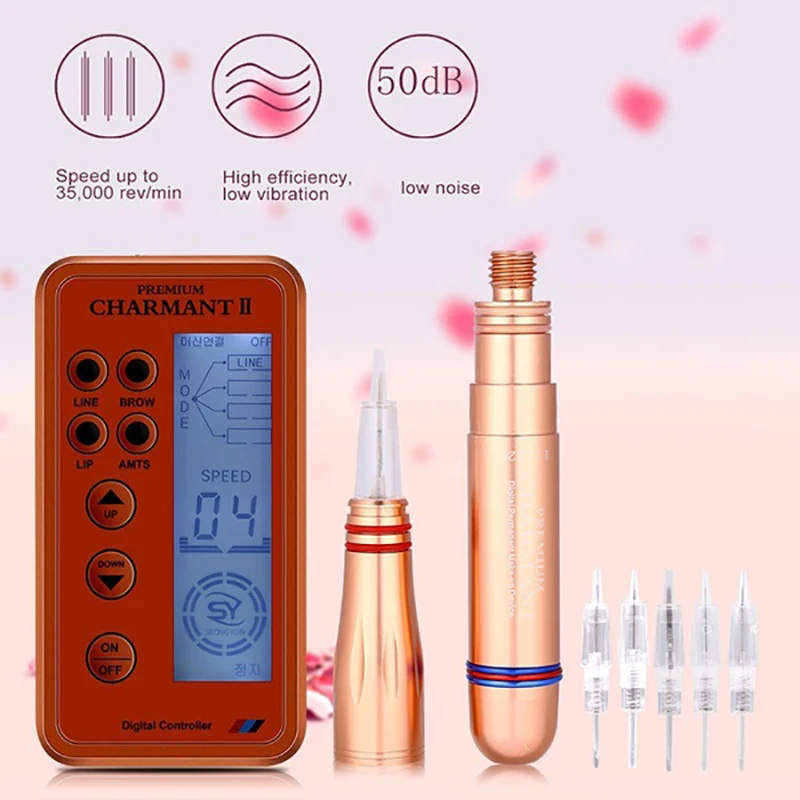 

Charmant Machine kits Elektrik Kontrol Kalemi Tattoo Gun Makeup Rotary Tattoo Pen Eyebrow Kits Lips tatuagem maquina shader pen