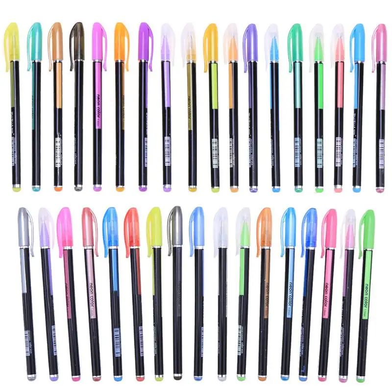 

48Pcs/set Color Gel Pen Metallic Pastel Neon Glitter Sketch Drawing Writing Pen Marker Pens School Stationery Papelaria Supplies