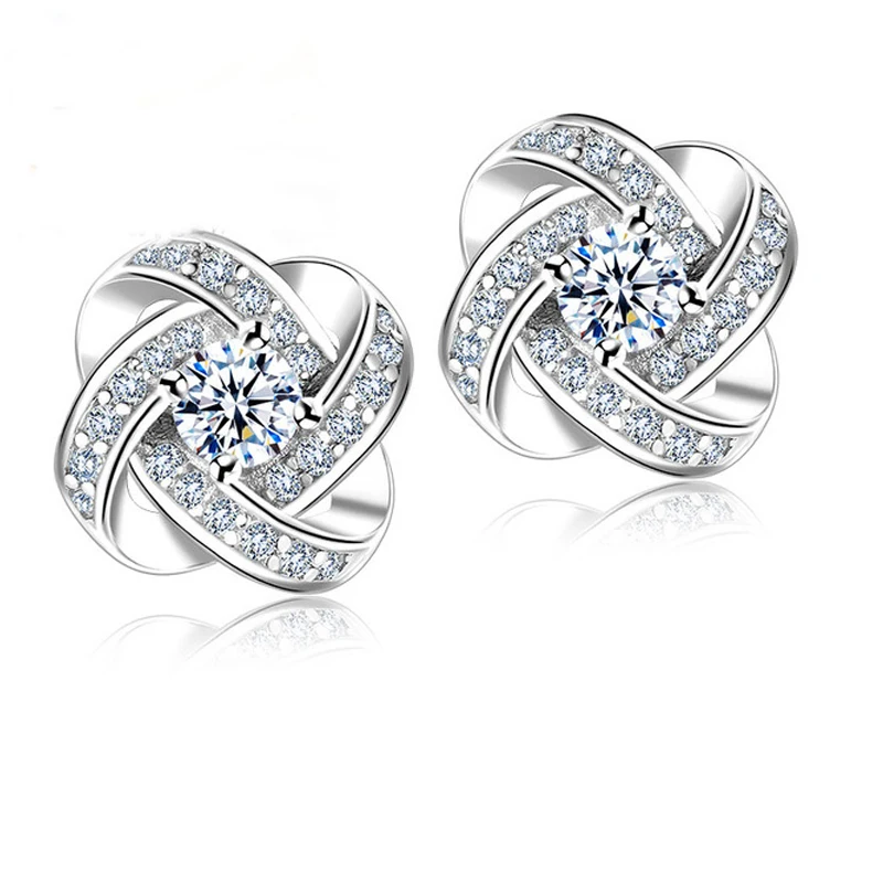 

Fashion Bling Cubic Zirconia Paved 925 Sterling Silver Crystal Stud Earrings For Women Wedding Earring Jewelry Accesso