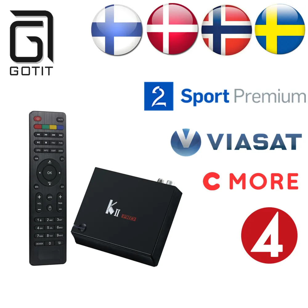

KII PRO DVB Android 5.1.1 TV Box Sweden IPTV Europe Scandinavian UK Arabic Nordic Russian IPTV Set Top Box Support DVB-T2&S2