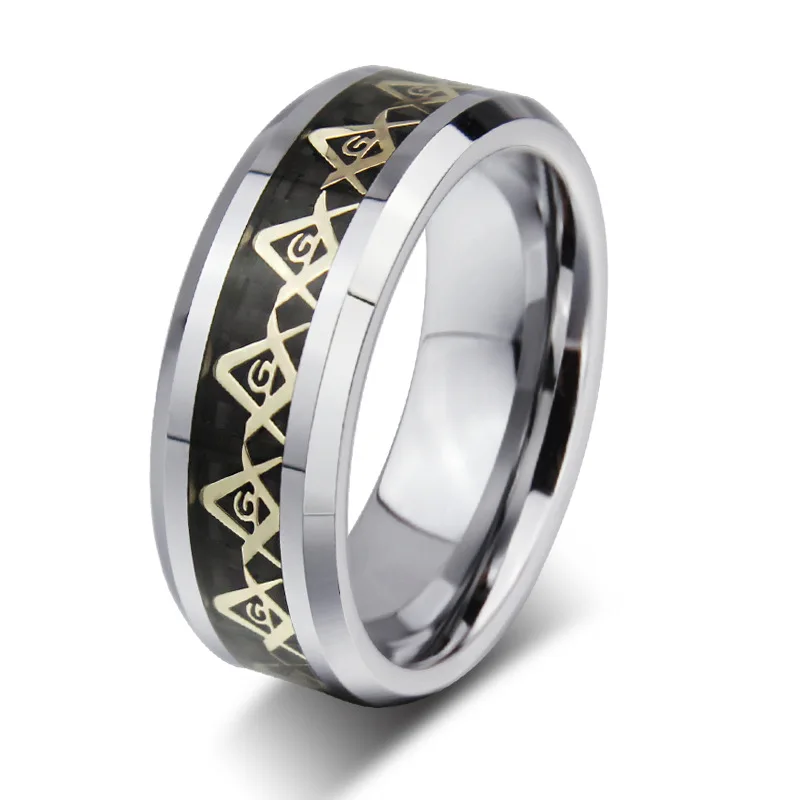 Masonic symbol Tungsten carbide rings for men and women engagement