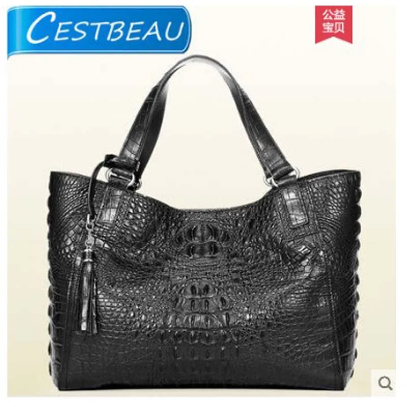 

Cestbeau crocodile skin bag with double skulls for women single shoulder bag for women handbag luxury European and American styl