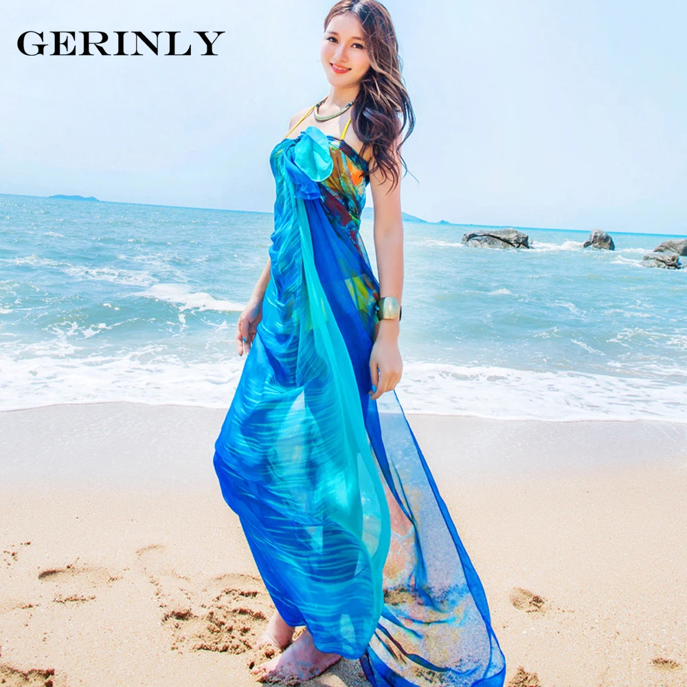 GERINLY 140*190cm Chiffon Sarong Scarf Summer Popular Design Large Size Sheer Woman Shawl