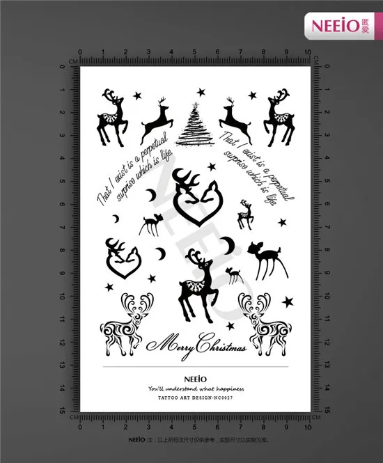 ani072 neeio merry christmas cute deer moon stars tattoo henna ani072 neeio merry christmas cute deer moon stars tattoo henna